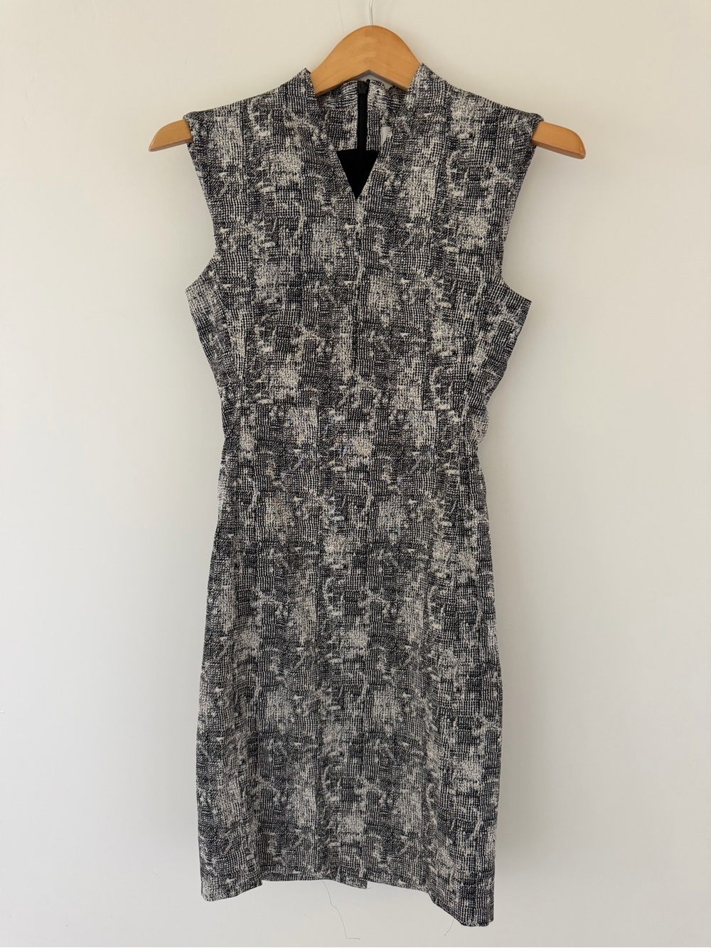 MM. Lafleur Black & White Textured Midi Sheath Dress